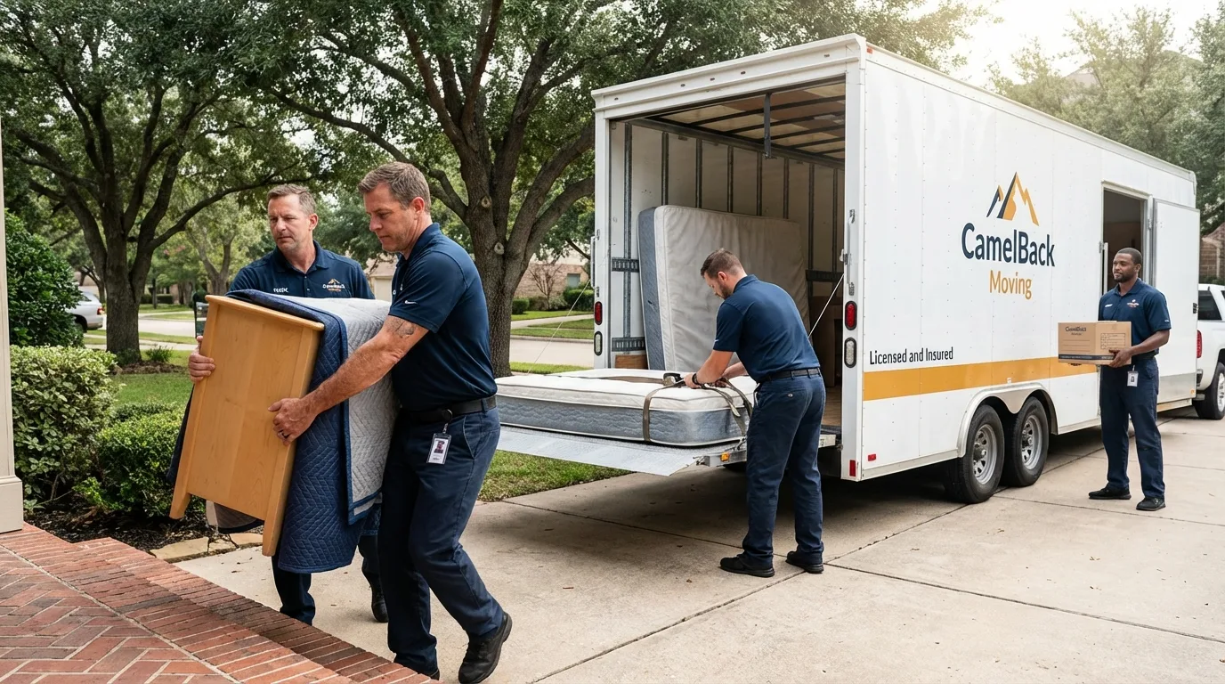Crew loading residential truck for cross-state move from Charlestown, NH