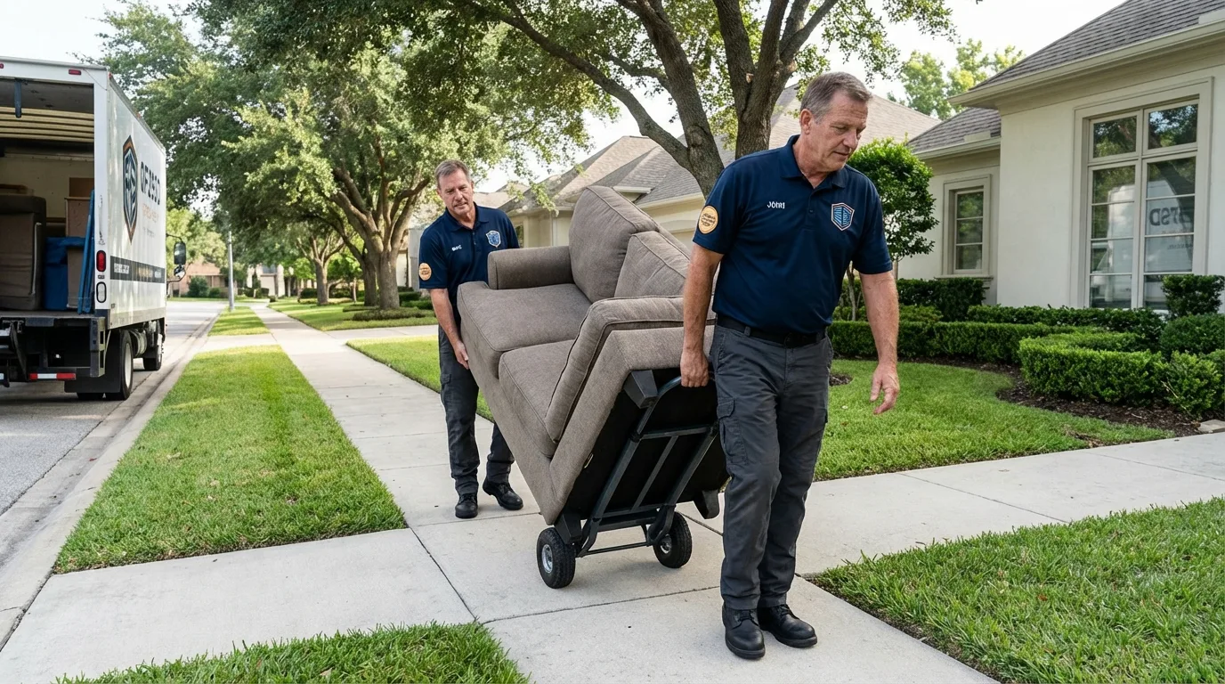 Local residential moving crew loading furniture in Charlestown, NH